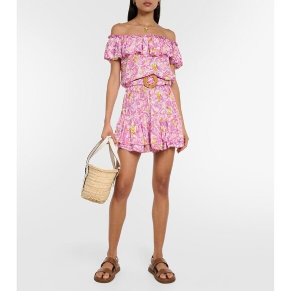 Poupette St. Barth Bella printed off-shoulder minidress - Picture 1 of 11
